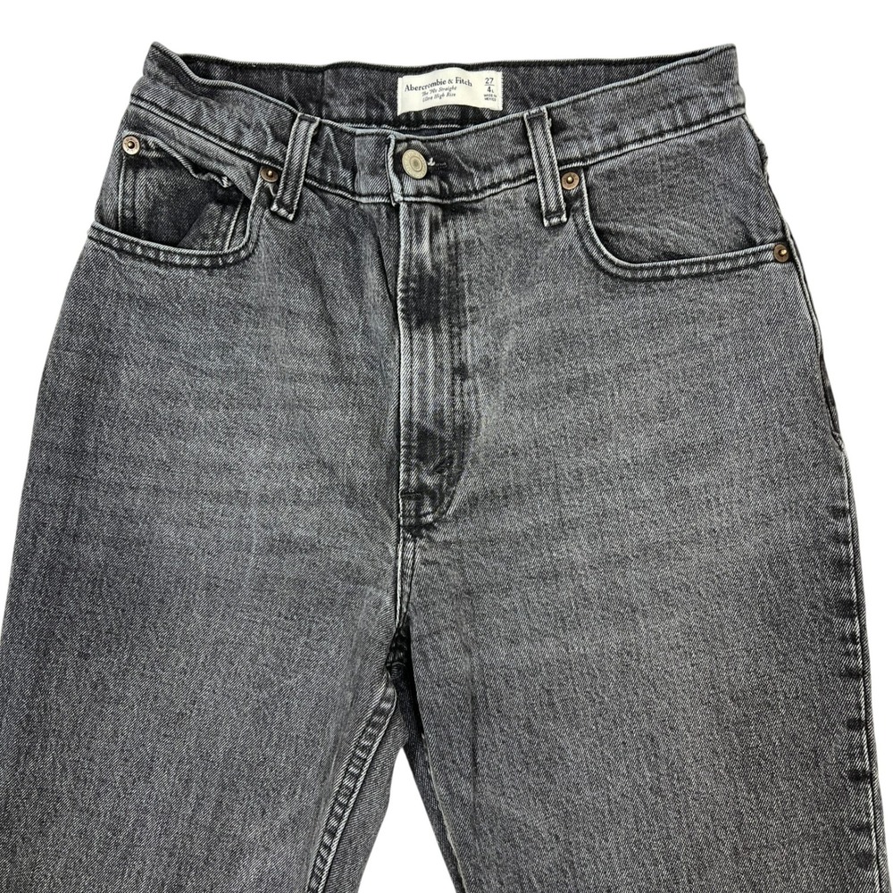 Abercrombie 90s Straight Jeans 4-Long/27L Ultra High-Rise Black Wash Retro Goth - Picture 5 of 9